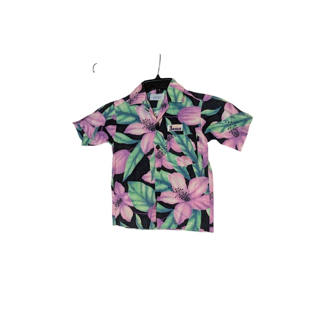 Vintage Jams Hawaiian Shirt Pastel Floral Print Kids 3T